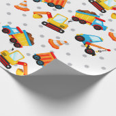 Bouw Dump Truck Cute Pattern Boy Cadeaupapier (Hoek)