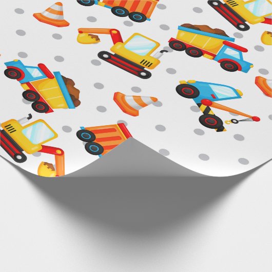 Bouw Dump Truck Cute Pattern Boy Cadeaupapier (Hoek)