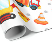 Bouw Dump Truck Cute Pattern Boy Cadeaupapier (Rol Hoek)