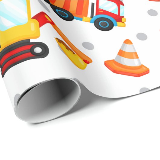 Bouw Dump Truck Cute Pattern Boy Cadeaupapier (Rol Hoek)
