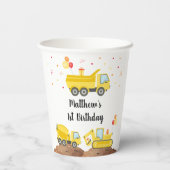 Bouw Dump Truck Digger Boy Birthday Papieren Bekers (Achterkant)
