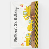 Bouw Dump Truck Digger Boy Birthday Spandoek (Verticaal)