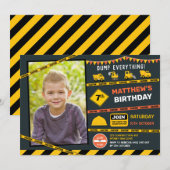 Bouw Dump Truck Foto Boy Verjaardagsfeest Kaart (Voorkant / Achterkant)