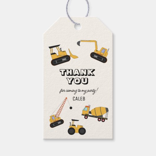 Bouw Dump Truck Kids Verjaardag Cadeaulabel (Voorkant)