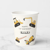 Bouw Dump Truck Kids Verjaardag Papieren Bekers (Achterkant)