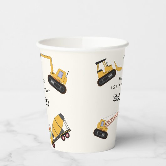 Bouw Dump Truck Kids Verjaardag Papieren Bekers (Links)