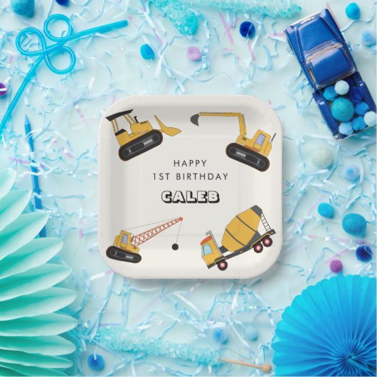 Bouw Dump Truck Kids Verjaardag Papieren Bordje (Feest)