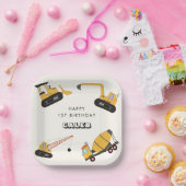 Bouw Dump Truck Kids Verjaardag Papieren Bordje (Feest)