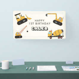 Bouw Dump Truck Kids Verjaardag Spandoek
