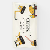 Bouw Dump Truck Kids Verjaardag Spandoek (Verticaal)