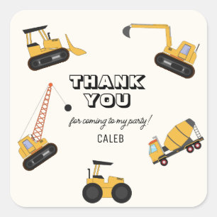 Bouw Dump Truck Kids Verjaardag Vierkante Sticker