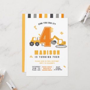Bouw Dump Truck Kids Verjaardagsfeest Uitnodigen Kaart