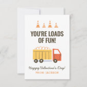 Bouw Dump Truck Kinder Classroom Valentijn Notitiekaartje (Voorkant)