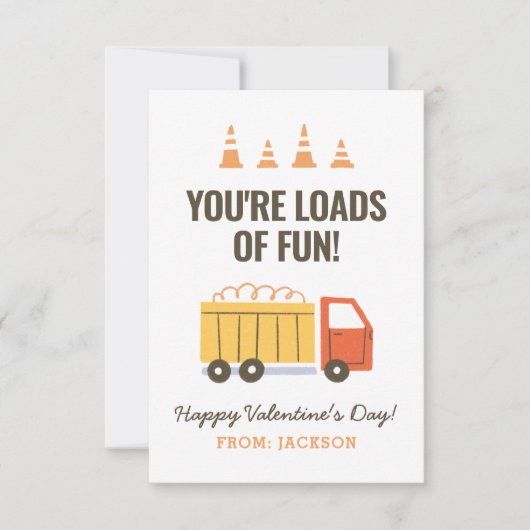 Bouw Dump Truck Kinder Classroom Valentijn Notitiekaartje (Voorkant)
