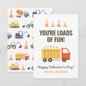 Bouw Dump Truck Kinder Classroom Valentijn Notitiekaartje (Voorkant / Achterkant)