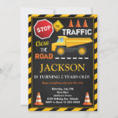 Bouw Dump Truck Kinderen Verjaardag Uitnodiging (Voorkant)