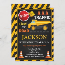 Bouw Dump Truck Kinderen Verjaardag Uitnodiging