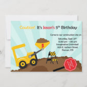 Bouw Dump Truck nodiging Kaart (Voorkant)