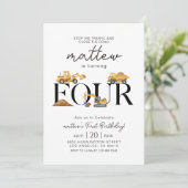 Bouw Dump Truck Party Boy 4e verjaardag Kaart (Staand voorkant)