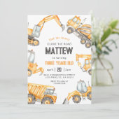 Bouw Dump Truck Party Boy Verjaardag Kaart (Staand voorkant)