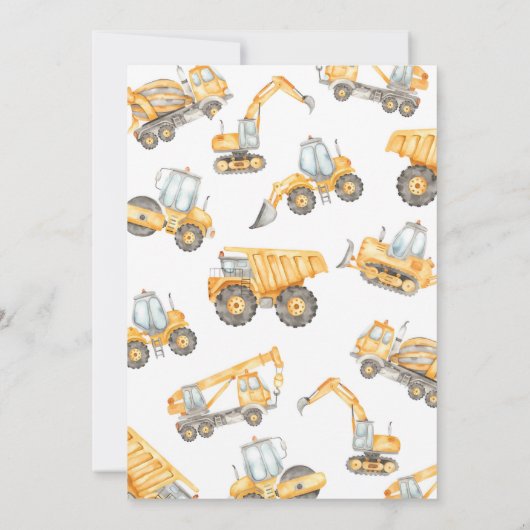 Bouw Dump Truck Party Boy Verjaardag Kaart (Achterkant)