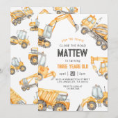 Bouw Dump Truck Party Boy Verjaardag Kaart (Voorkant / Achterkant)