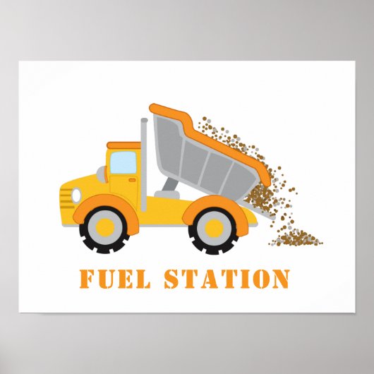 Bouw Dump Truck Party Tankstation Sign Poster (Voorkant)