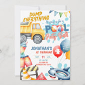 Bouw Dump Truck Pool Verjaardagsfeest Kaart (Voorkant)