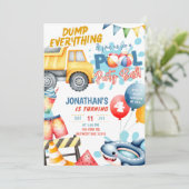 Bouw Dump Truck Pool Verjaardagsfeest Kaart (Staand voorkant)