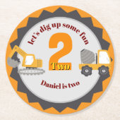 Bouw Dump Truck Ronde Kartonnen Onderzetter (Voorkant)