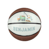 Bouw Dump Truck Soft Blue Green Boy Name Basketbal (Voorkant)