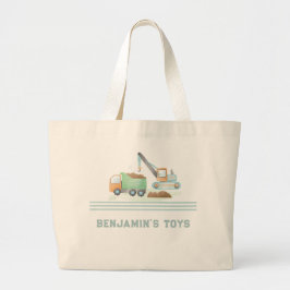 Bouw Dump Truck Soft Green Blue Boy Name Grote Tote Bag