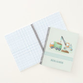 Bouw Dump Truck Soft Green Blue Boy Name Notitieboek (Binnen)
