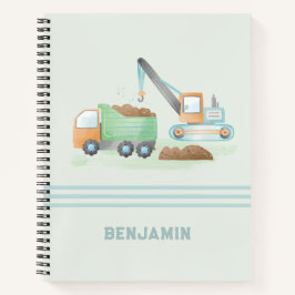 Bouw Dump Truck Soft Green Blue Boy Name Notitieboek