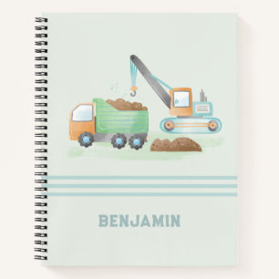Bouw Dump Truck Soft Green Blue Boy Name Notitieboek