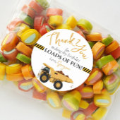 Bouw Dump Truck Verjaardag Dank u voor uw gunst Ronde Sticker