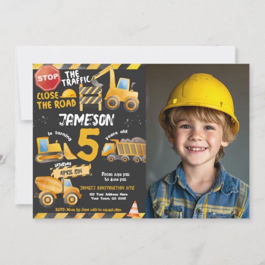 Bouw, Dump Truck Verjaardag Kaart (Voorkant)