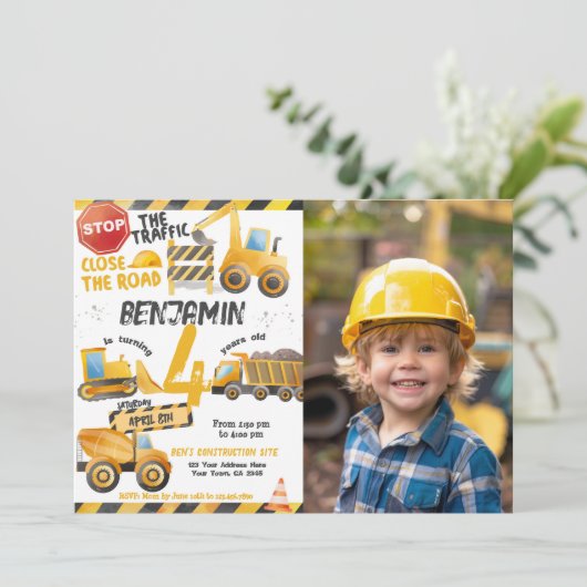 Bouw, Dump Truck Verjaardag Kaart (Staand voorkant)