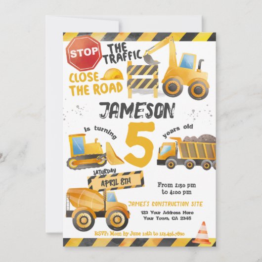 Bouw, Dump Truck Verjaardag Kaart (Voorkant)