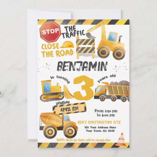 Bouw, Dump Truck Verjaardag Kaart (Voorkant)