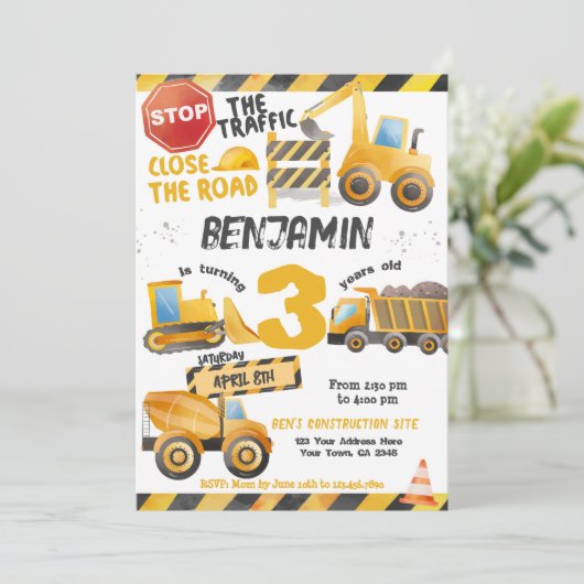 Bouw, Dump Truck Verjaardag Kaart (Staand voorkant)