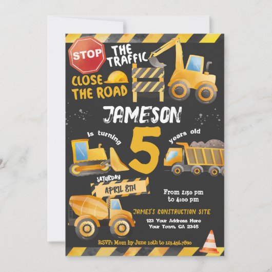 Bouw, Dump Truck Verjaardag Kaart (Voorkant)