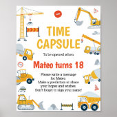 Bouw Dump Truck Verjaardag Time Capsule Sign Poster (Voorkant)