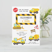 Bouw Dump Truck verjaardag uitnodiging (Staand voorkant)