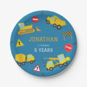 Bouw Dump Truck verjaardag uitnodiging Papieren Bordje (Voorkant)