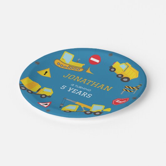 Bouw Dump Truck verjaardag uitnodiging Papieren Bordje (Gekanteld)