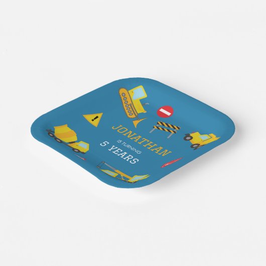 Bouw Dump Truck verjaardag uitnodiging Papieren Bordje (Gebogen)