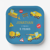 Bouw Dump Truck verjaardag uitnodiging Papieren Bordje (Voorkant)