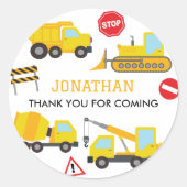 Bouw Dump Truck verjaardag uitnodiging Ronde Sticker (Voorkant)