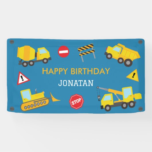 Bouw Dump Truck verjaardag uitnodiging Spandoek (Horizontaal)